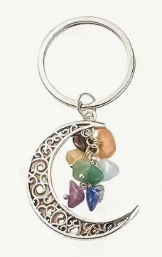Keychain: Moon with Stones