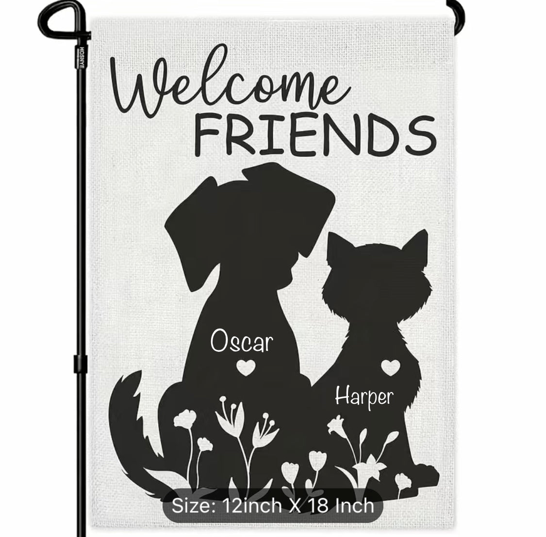 Garden Flag: Welcome Friends (Dog & Cat)