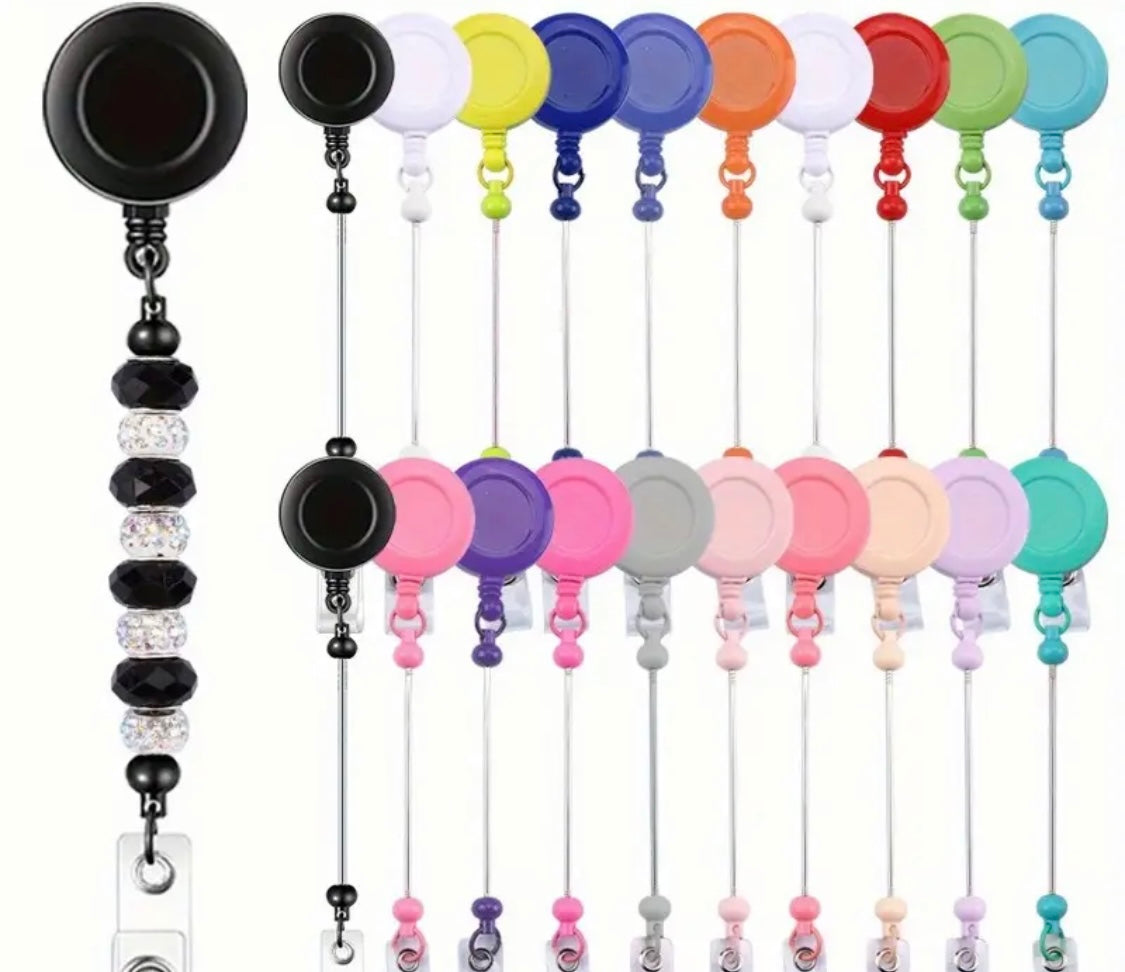 ID Badge Holder Clip: Pick Your Wooden Beads
