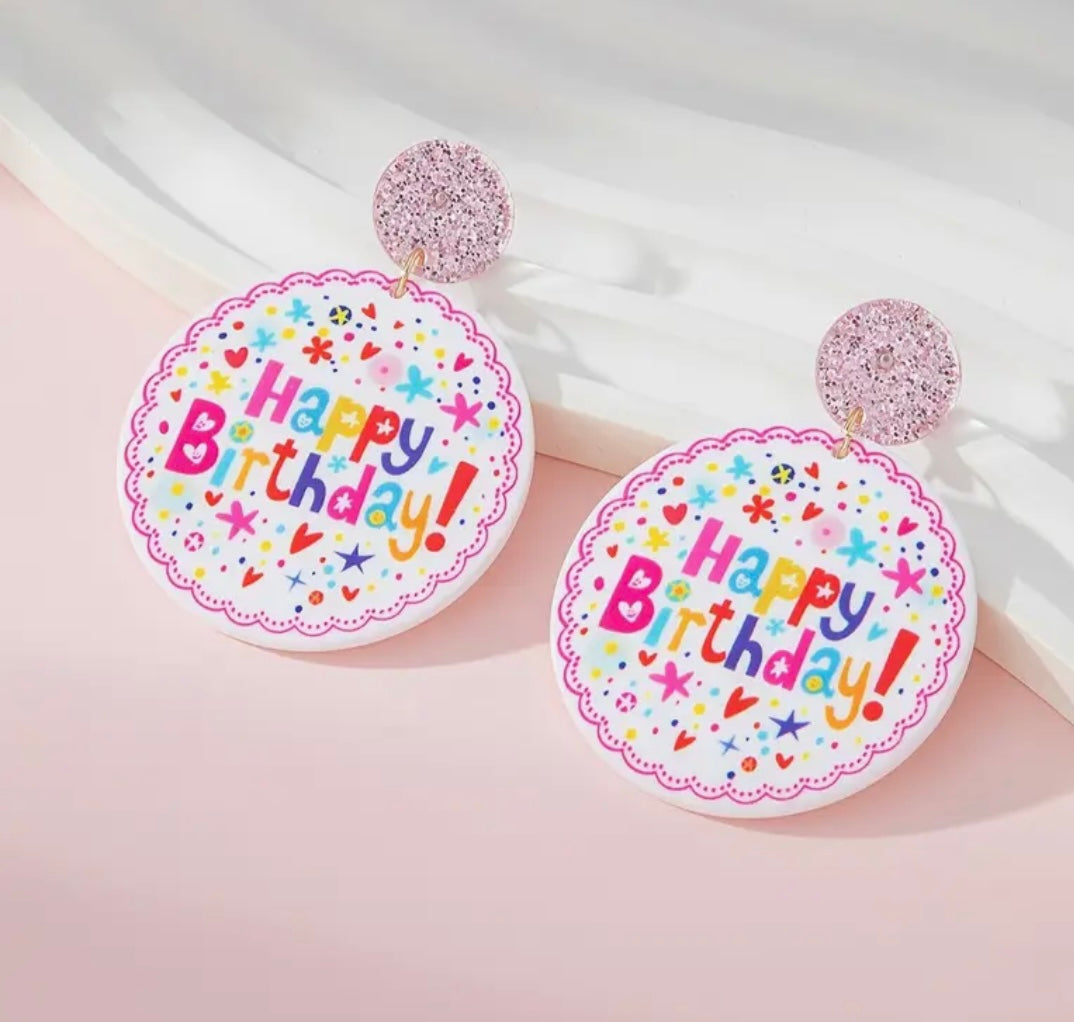 Earrings: Happy Birthday Circle