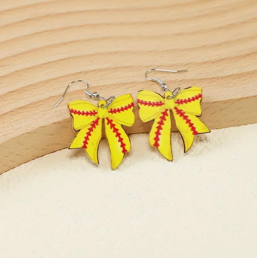 Earrings: Softball Bows