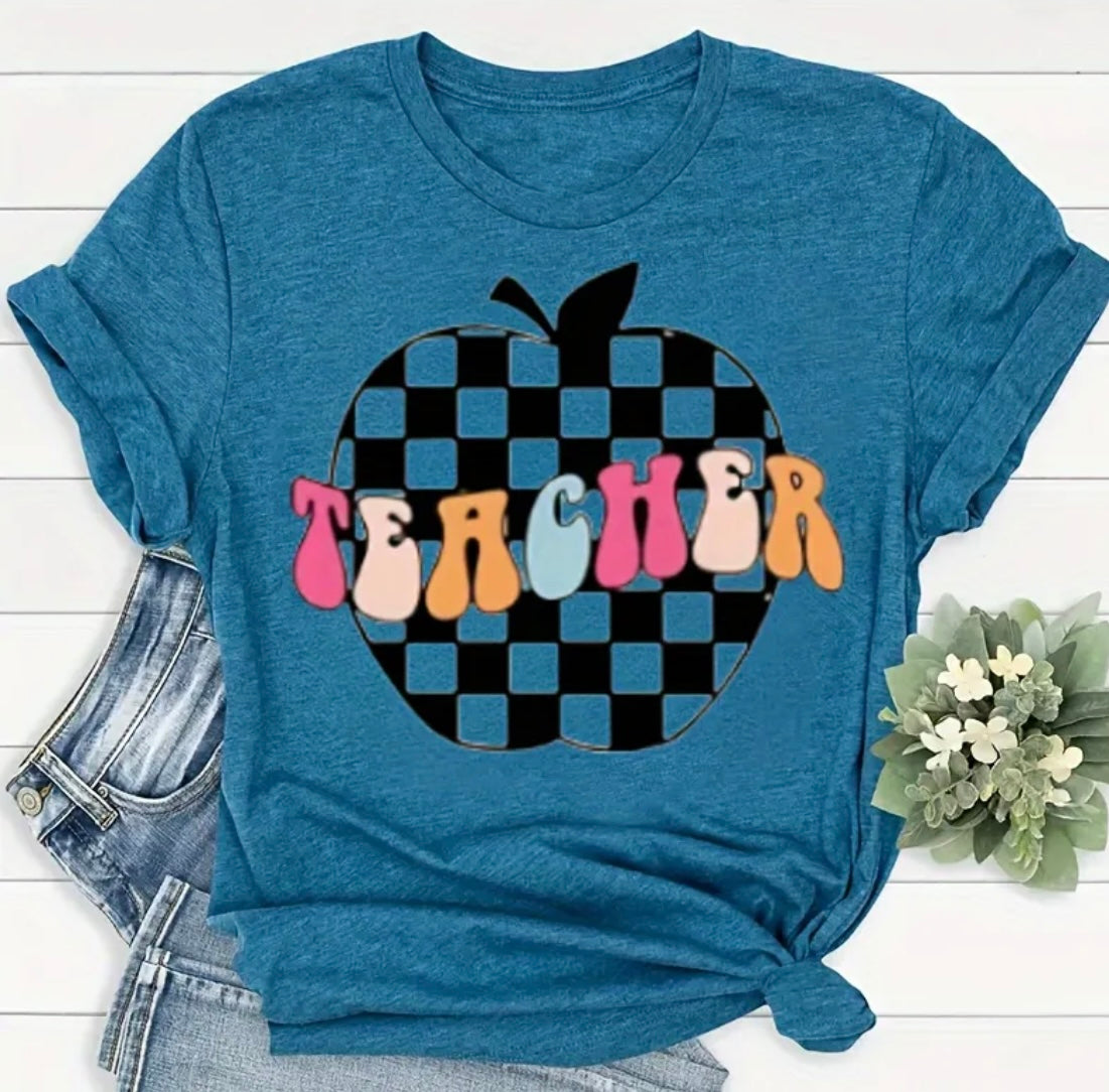 ✨Decal Only: Teacher Apple (Checkered)