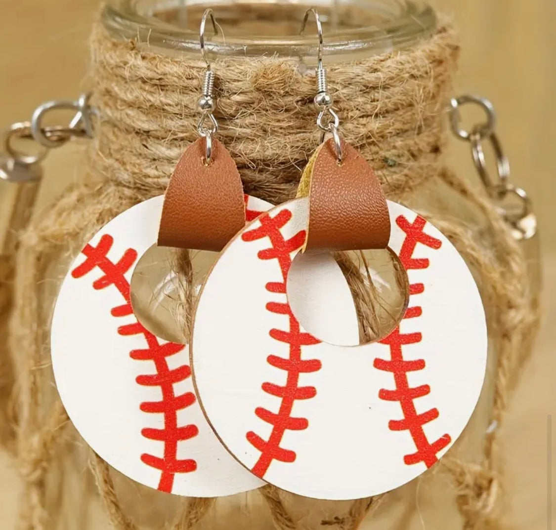 Earrings: Baseballs (Option 2)