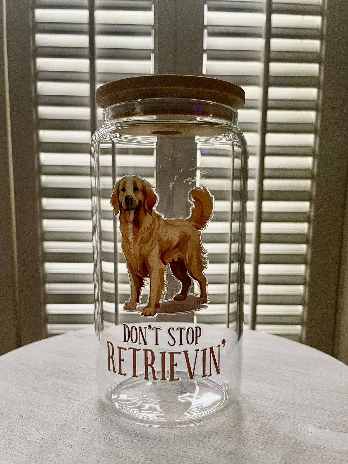 Glass Can with Lid/Straw: Dogs (Variety)
