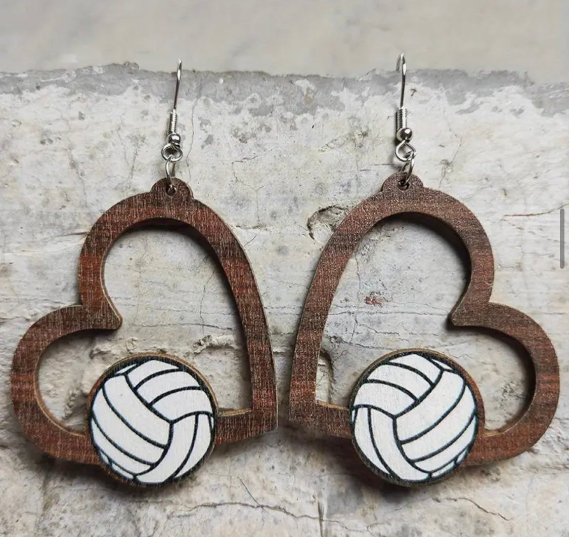 Earrings: Heart with Volleyball