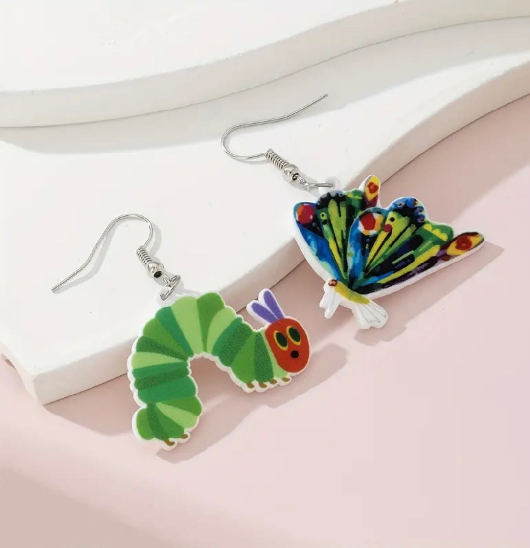 Earrings: The Hungry Caterpillar (Caterpillar and Butterfly)