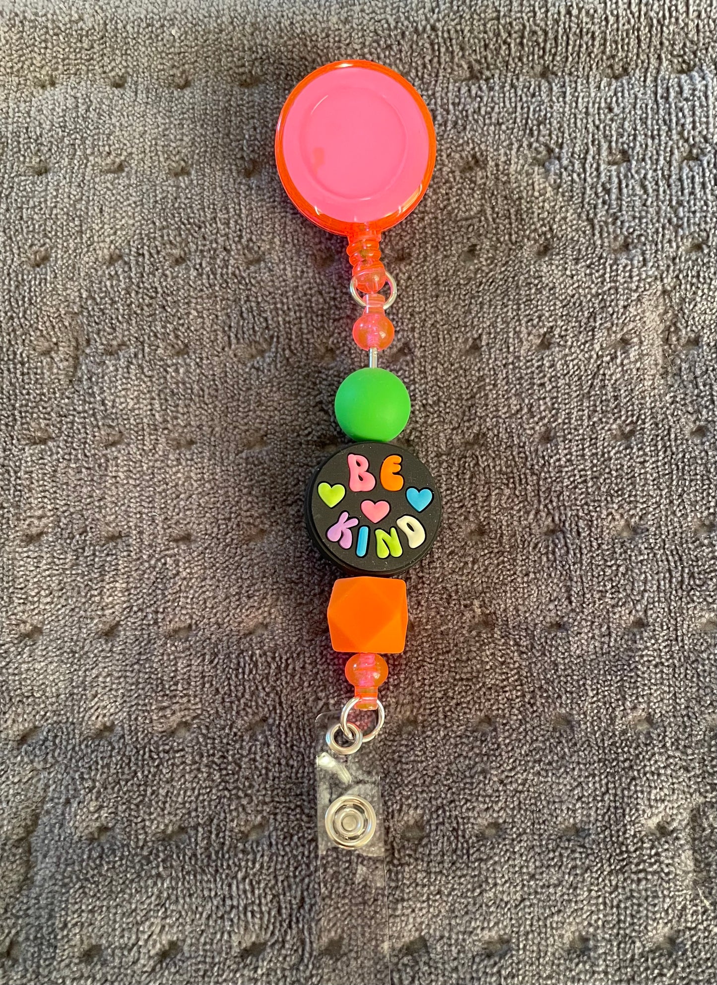 Beaded Badge Reel: Be Kind