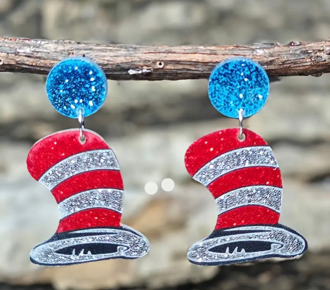 Earrings: Dr. Seuss Earrings (Hat)
