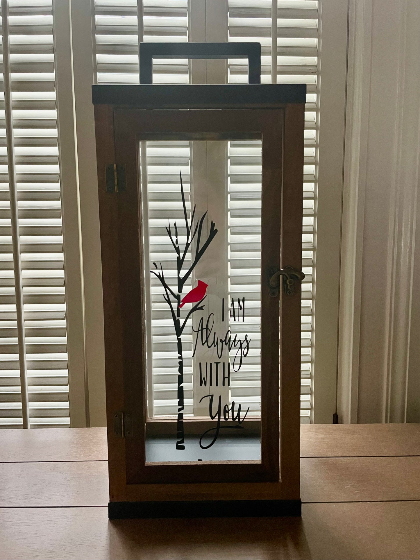 Brown Rustic Farmhouse Wood Lantern: I Am Always With You