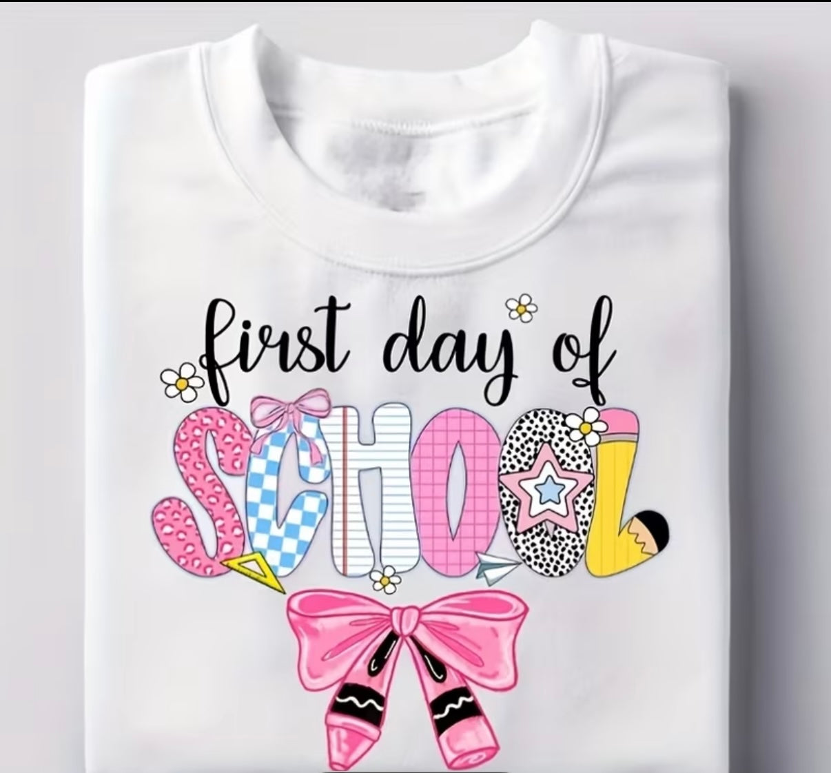 Decal Only: First Day of School (Crayon Bow)