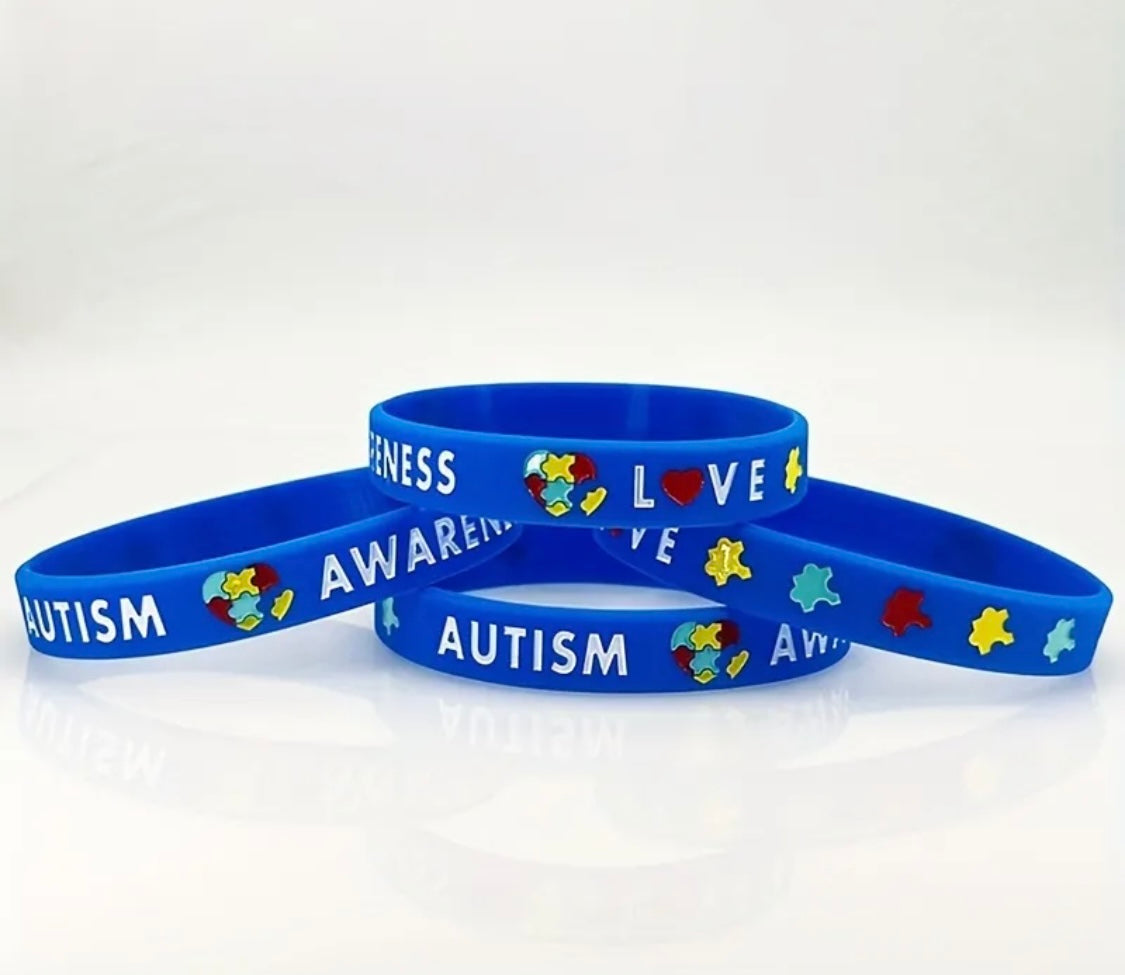 Bracelet: Silicone Autism Bracelet (Bright Blue)