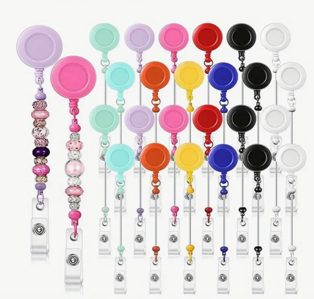 ID Badge Holder Clip: Pick Your Wooden Beads
