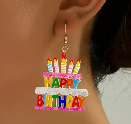 Earrings: Happy Birthday Cake