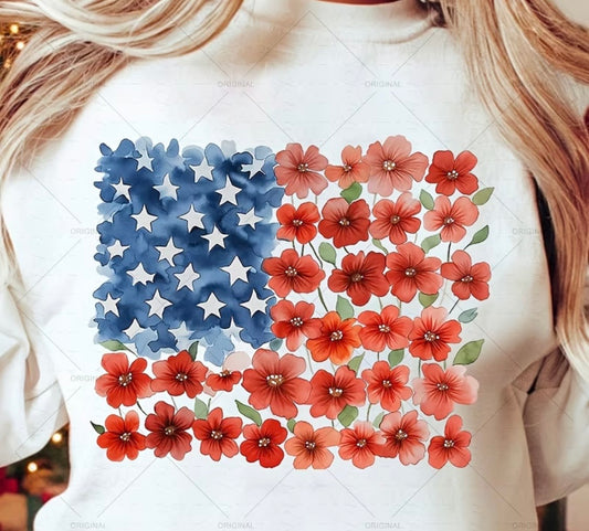 ✨Decal Only: Red, White, & Blue Flower Flag