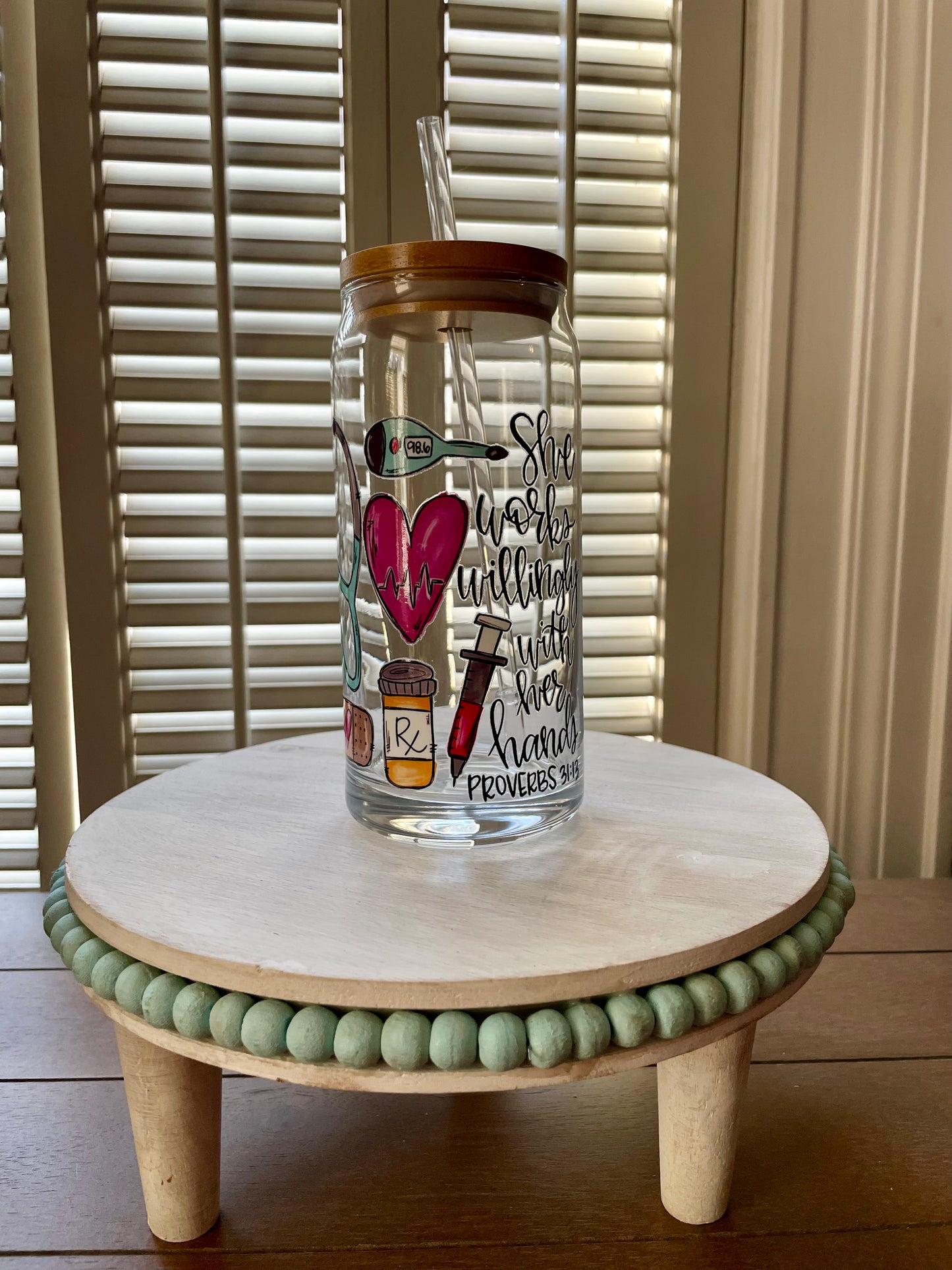 Glass Can With Lid/Straw: Nurse (Variety)