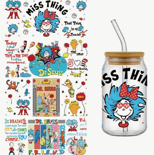 Glass Can With Lid/Straw: Dr. Seuss (Variety)