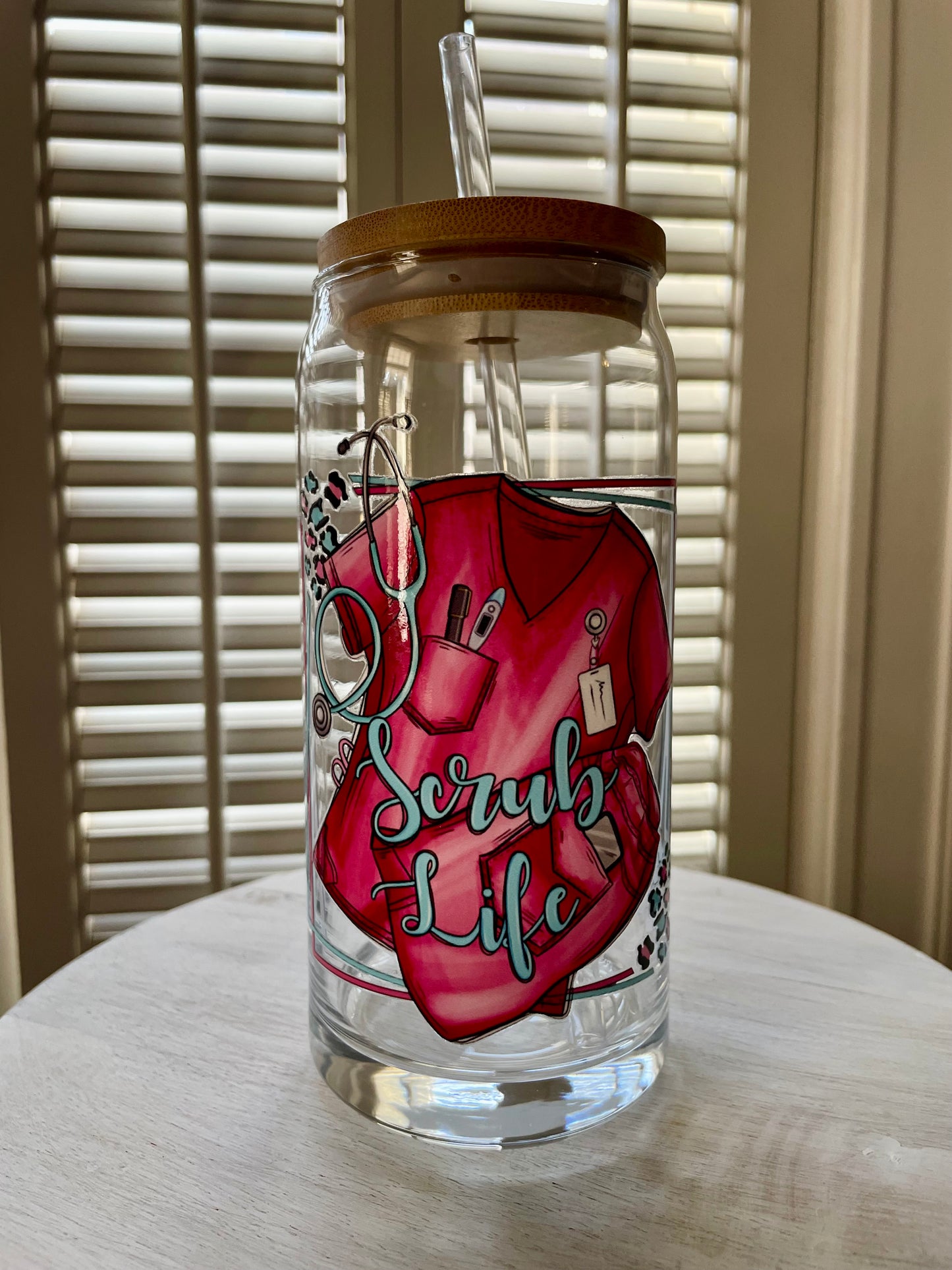 Glass Can With Lid/Straw: Nurse (Variety)