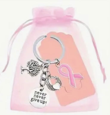 Keychain: Never Never Give Up (Breast Cancer)
