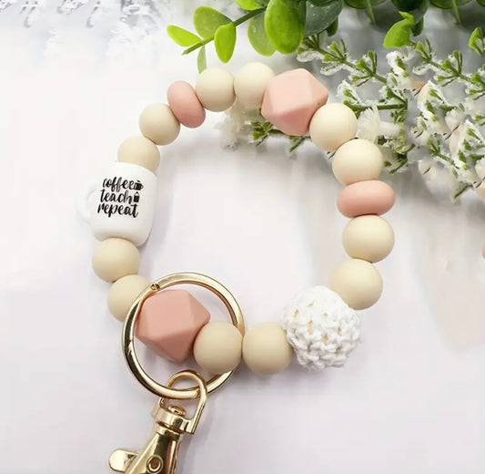 Keychain Bracelet: Coffee, Teach, Repeat