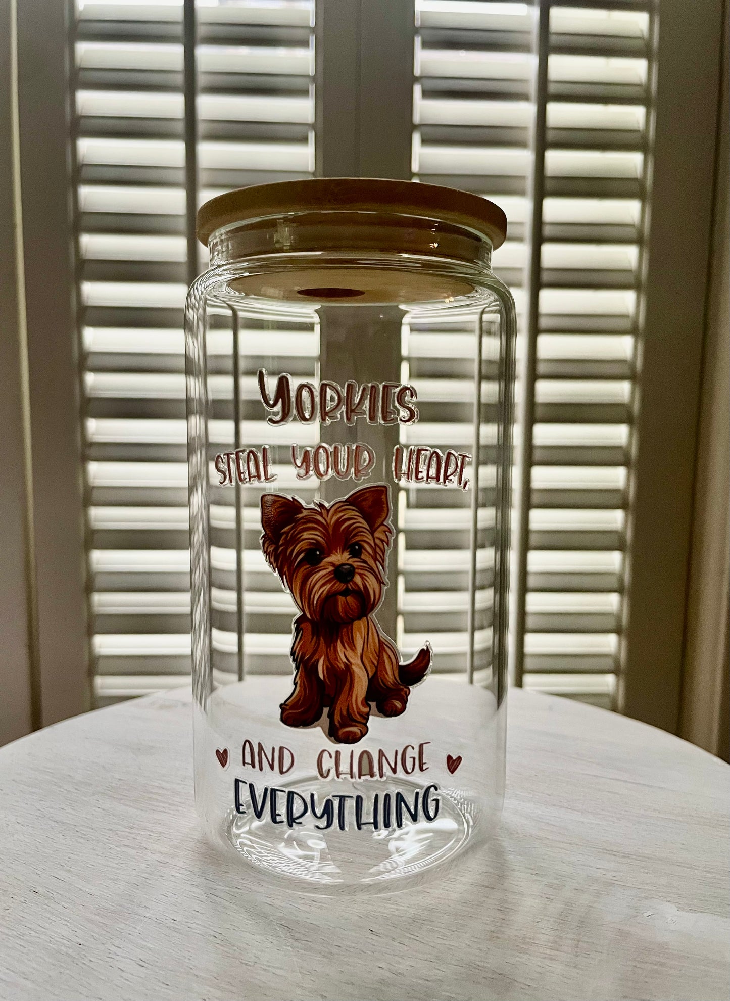 Glass Can with Lid/Straw: Dogs (Variety)