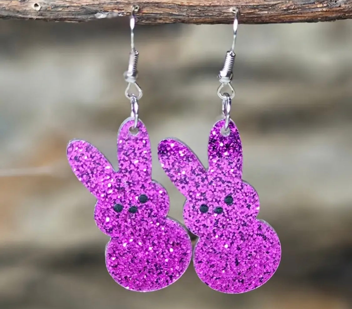 Earrings: Glittery Bunny