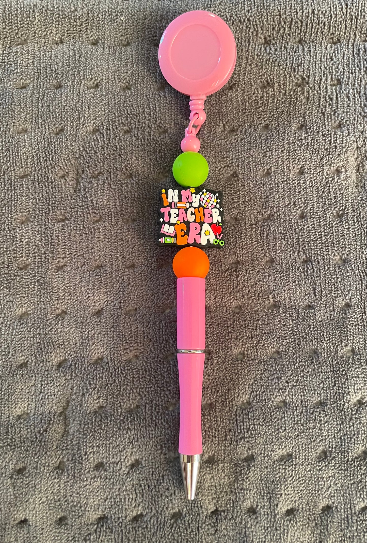 Beaded Badge Reel with Attached Pen: In My Teacher Era