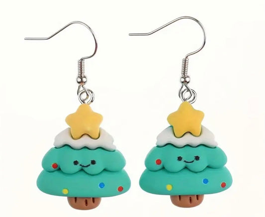 Earrings: Clay Tree with Star