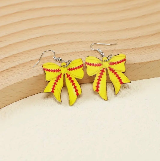 Earrings: Softball Bows