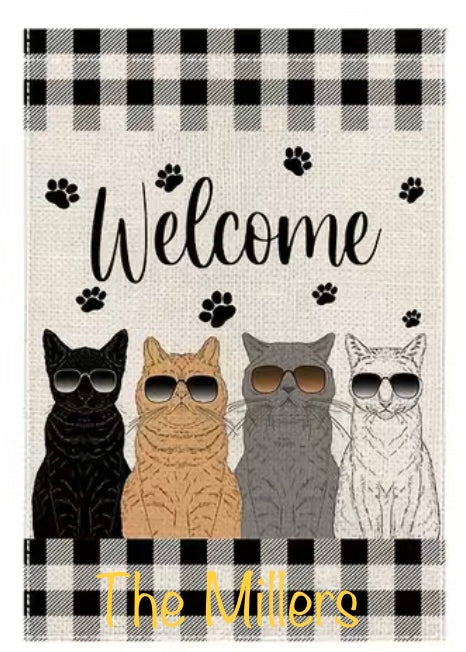 Garden Flag: Welcome Cats