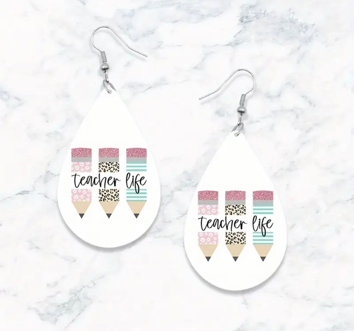 Earrings: Teardrop Teacher Life