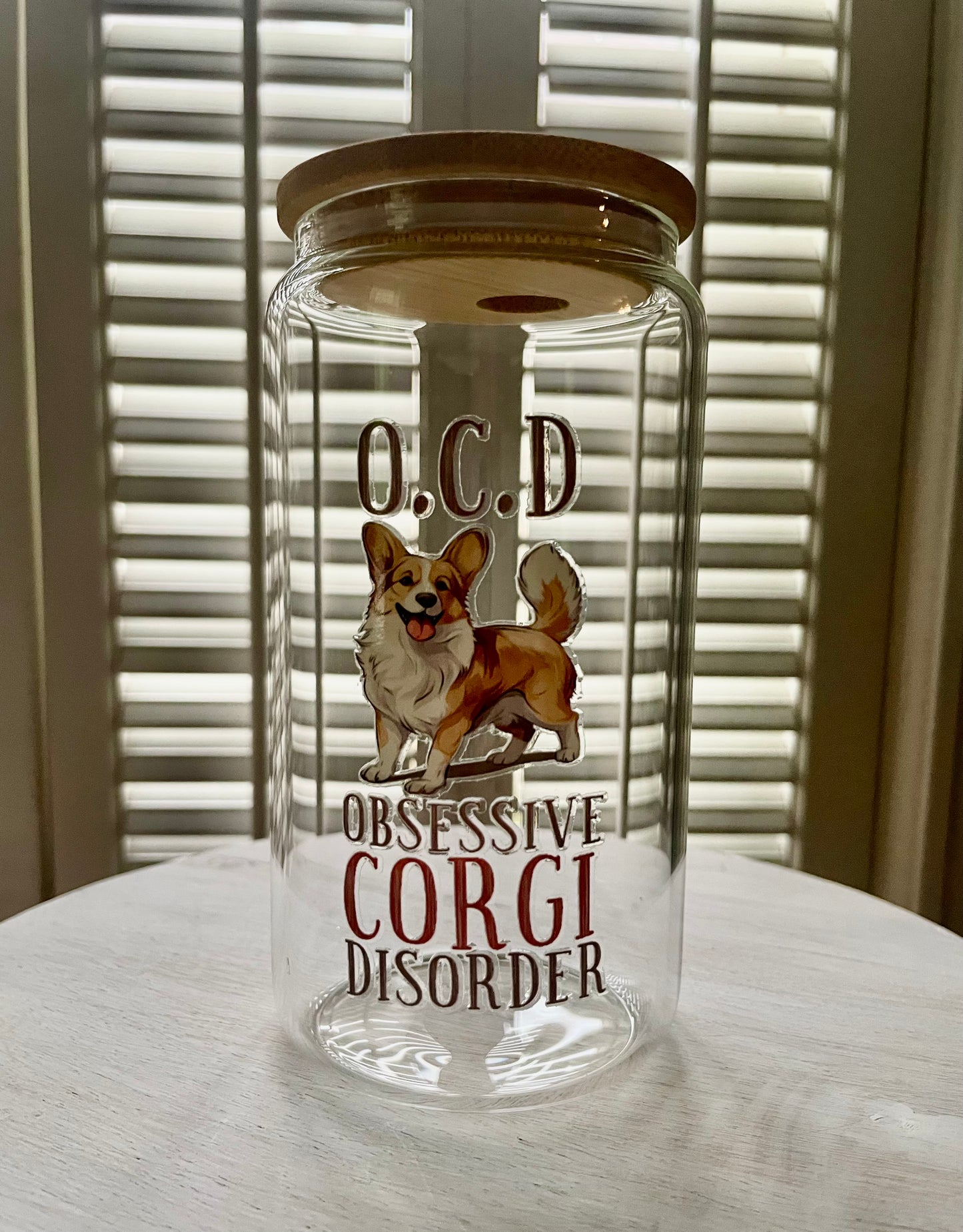 Glass Can with Lid/Straw: Dogs (Variety)
