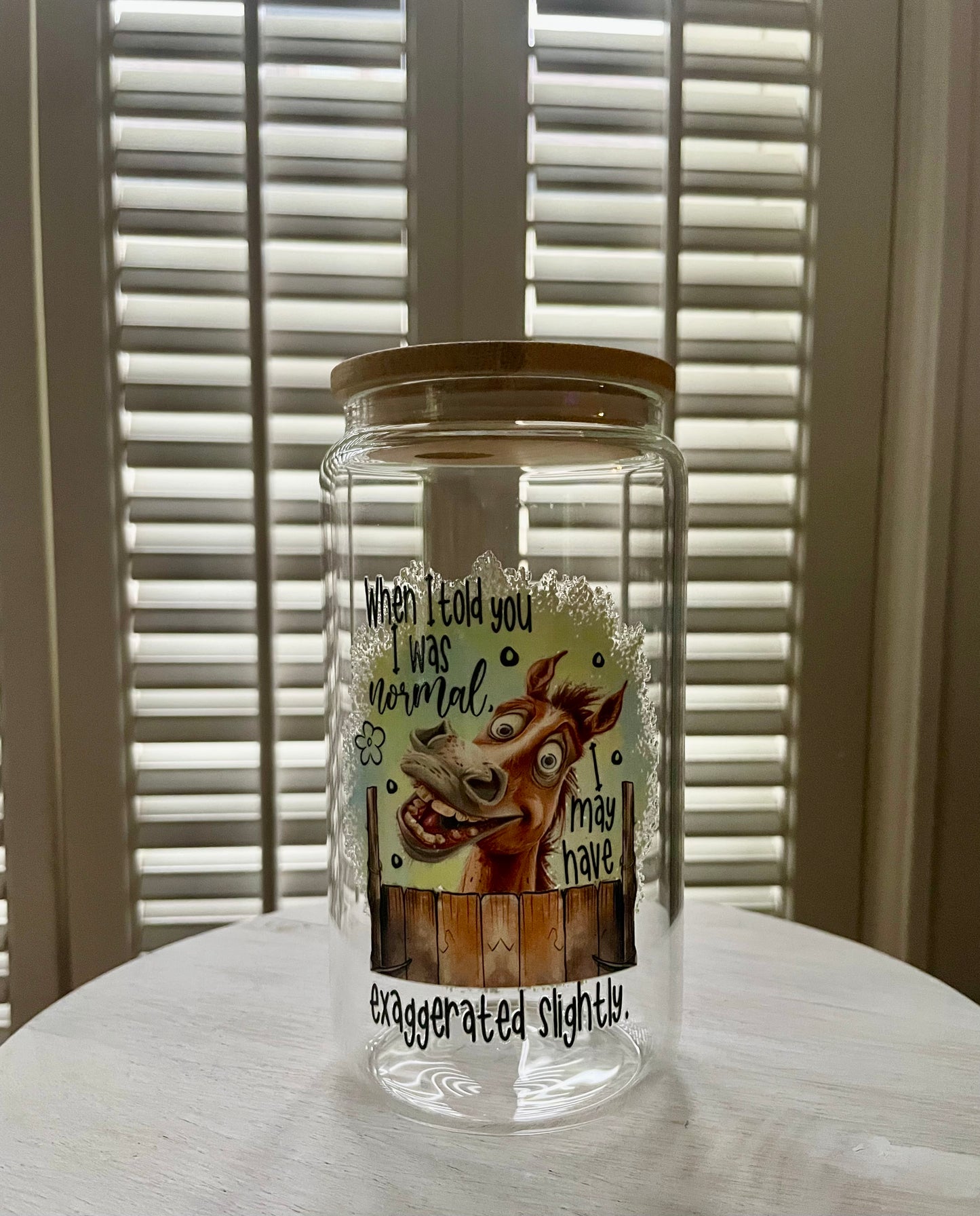 Glass Can with Lid/Straw: Funny (Variety)