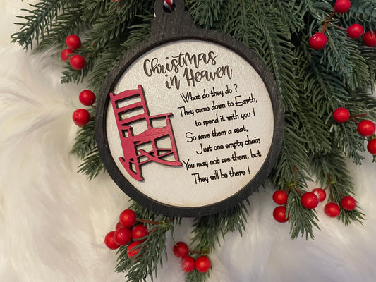 Ornament: Christmas in Heaven (White Background with Black Outline)