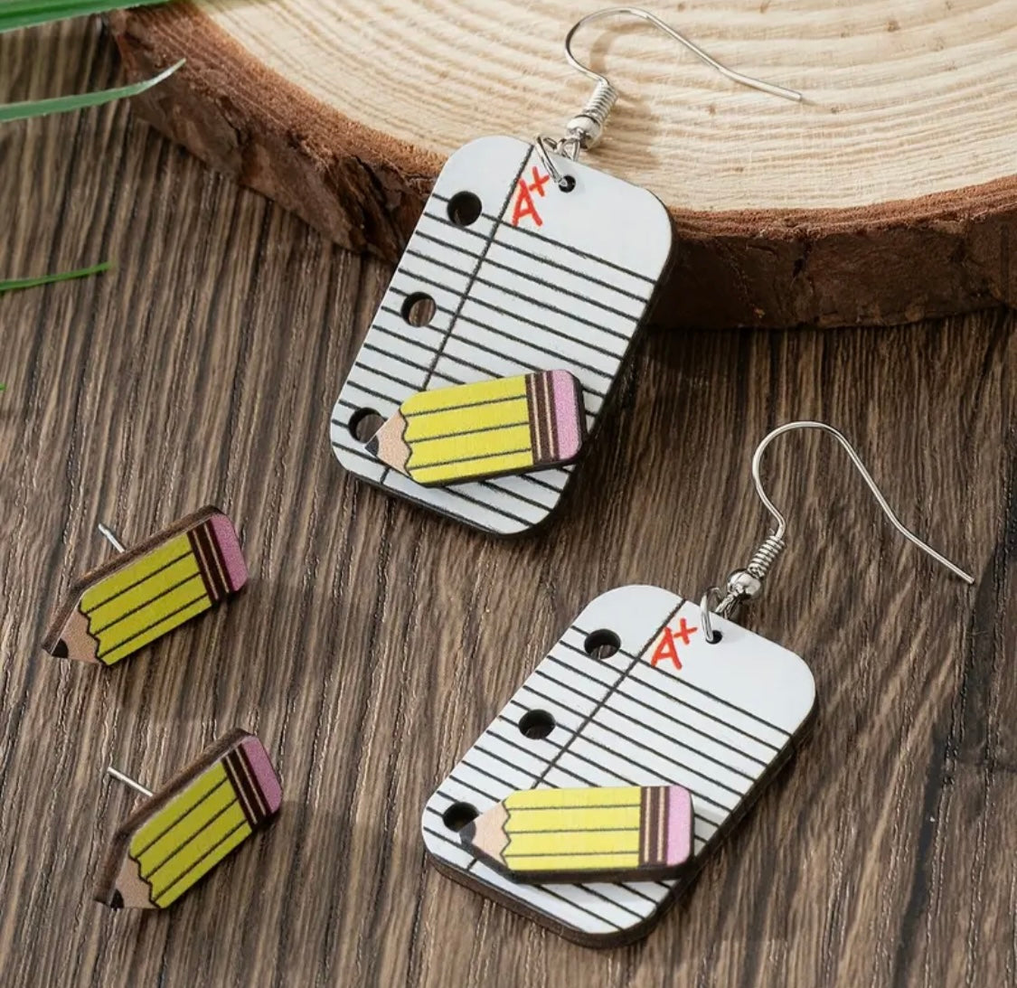 Earrings: Notebook Paper/Pencil