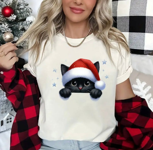 ✨Decal Only: Black Cat with Santa Hat