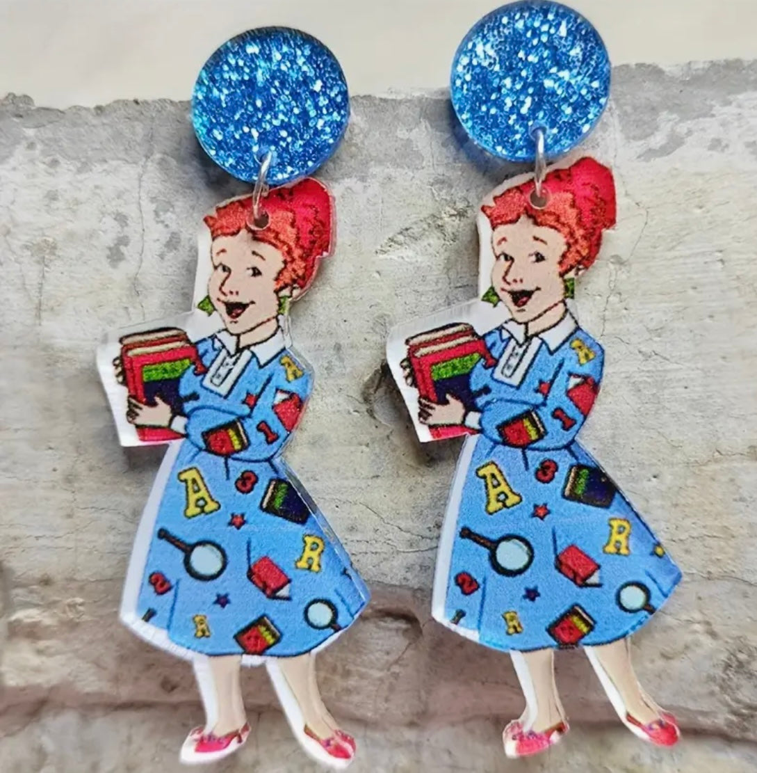 Earrings: Magic School Bus (Mrs. Frizzle)