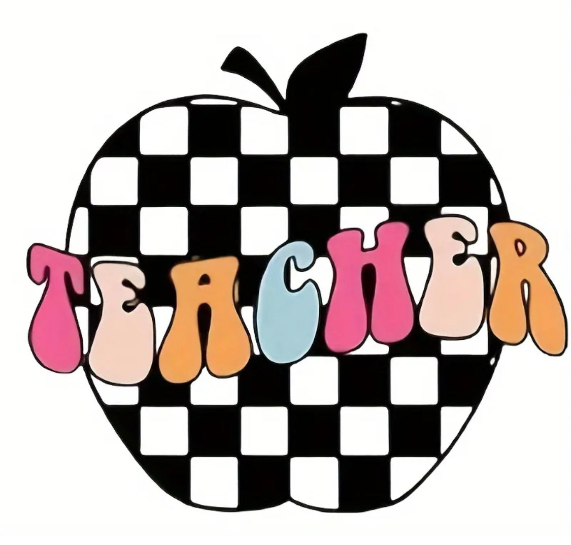 Decal Only: Checkered Teacher Apple