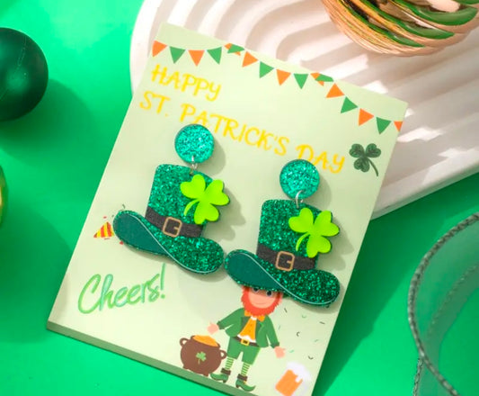 Earrings: Hat with Shamrock