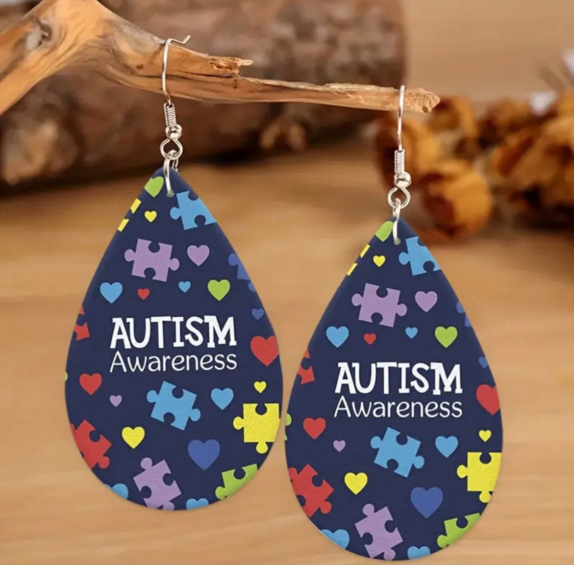 Earrings: Teardrop Autism Awareness