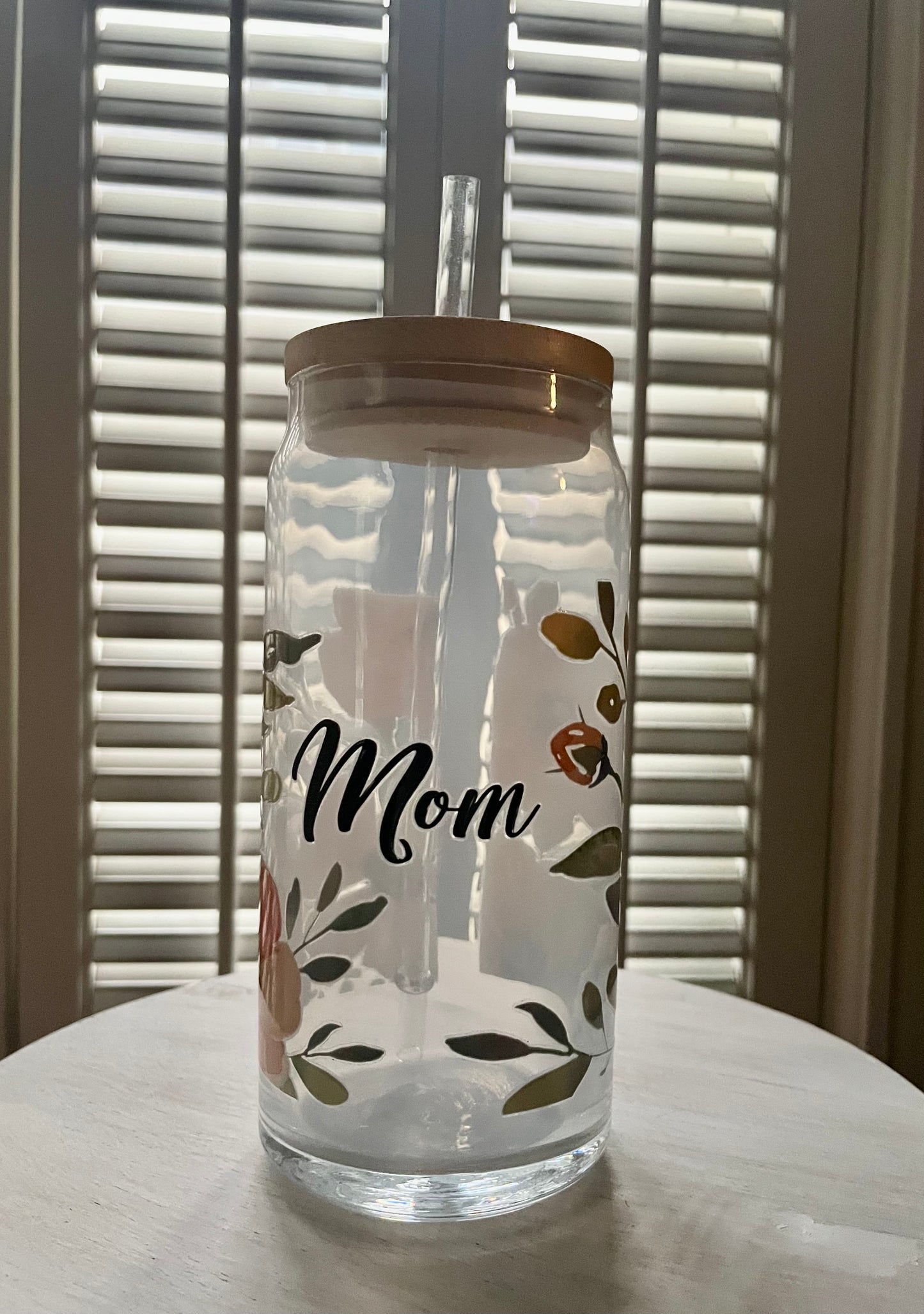 Glass Can with Lid/Straw: Mom (Variety)