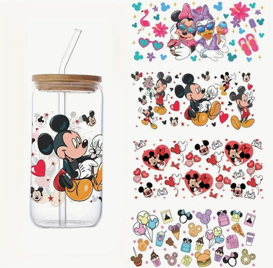 Glass Can With Lid/Straw: Mickey (Variety)