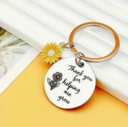 Keychain: Thank You For Helping Me Grow (Sunflower)
