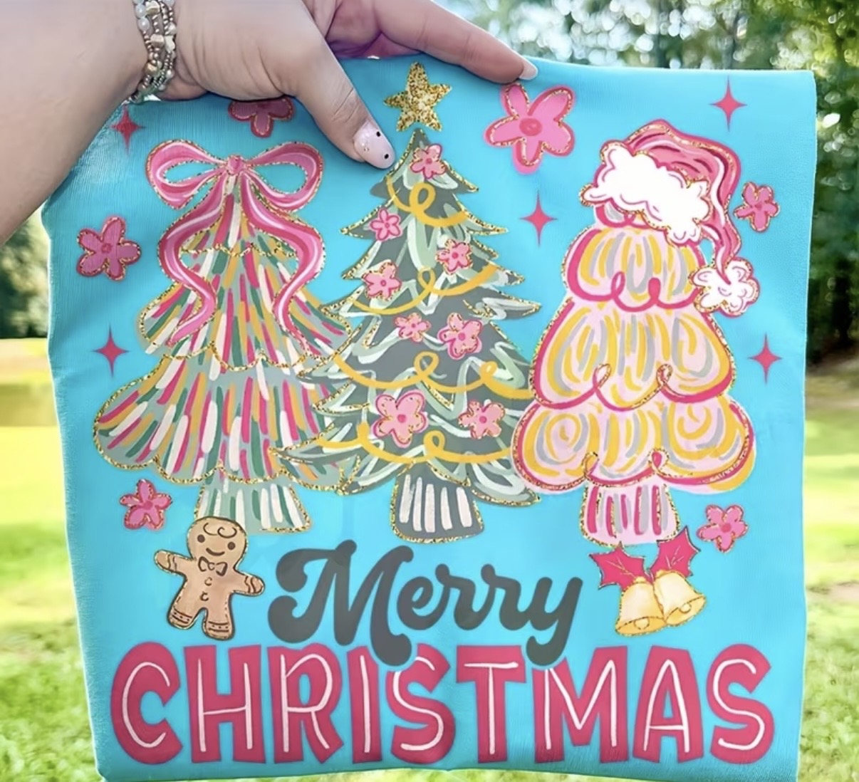 Decal Only: Merry Christmas with Tree Trio