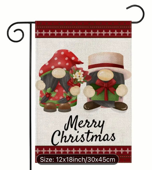 Garden Flag: Christmas Gnome Couple