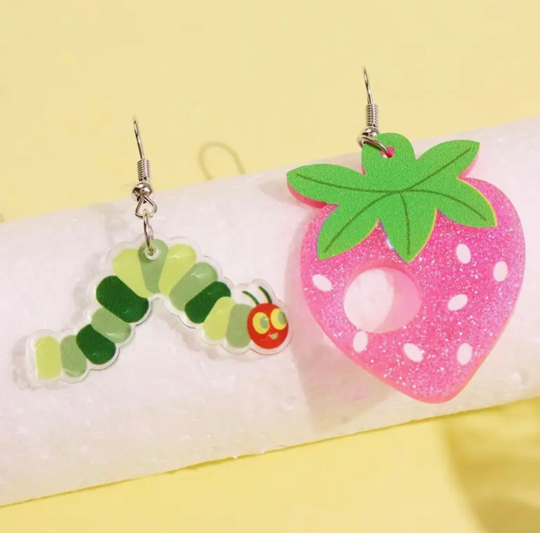 Earrings: The Hungry Caterpillar (Caterpillar and Strawberry)