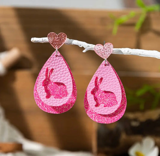 Earrings: Teardrop Layered Bunnies