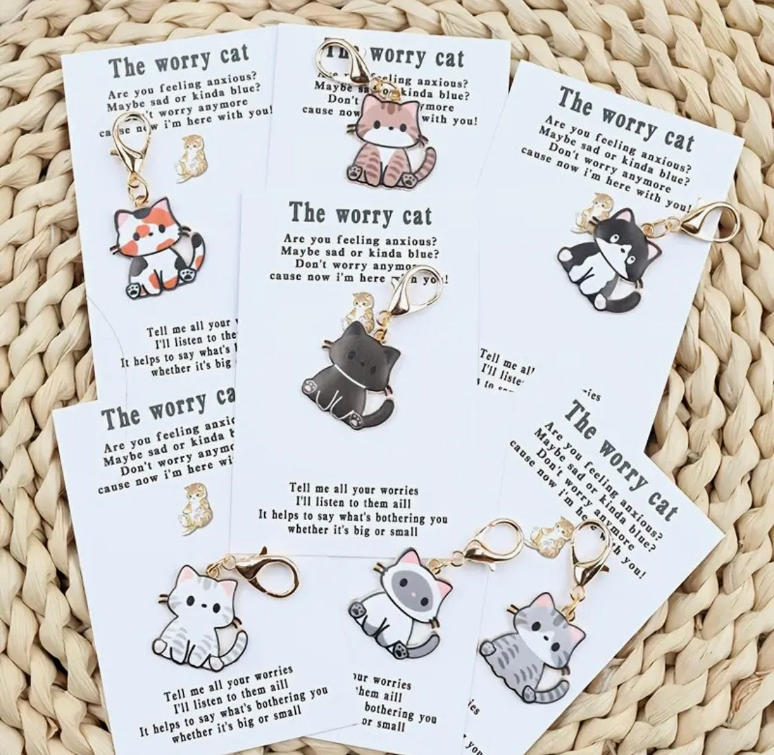 Keychain Charm: Worry Cat