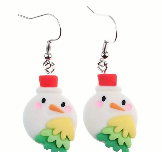 Earrings: Clay Snowman with Tree