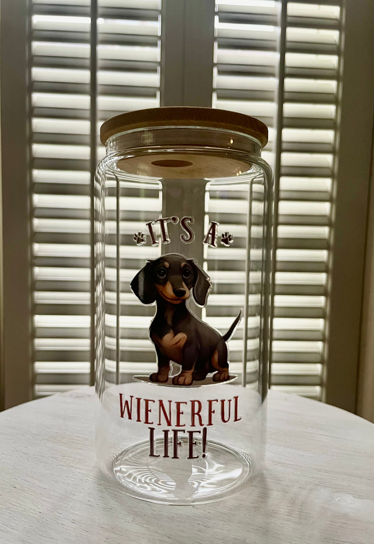 Glass Can with Lid/Straw: Dogs (Variety)