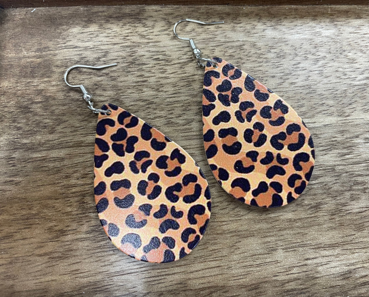 Earrings: Teardrop Leopard (Larger Print)